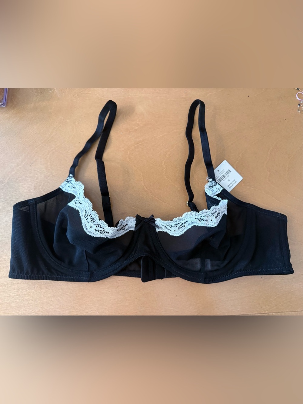 Anthropologie LYREBIRD NWT Black Lace Trim Underwire Bra
